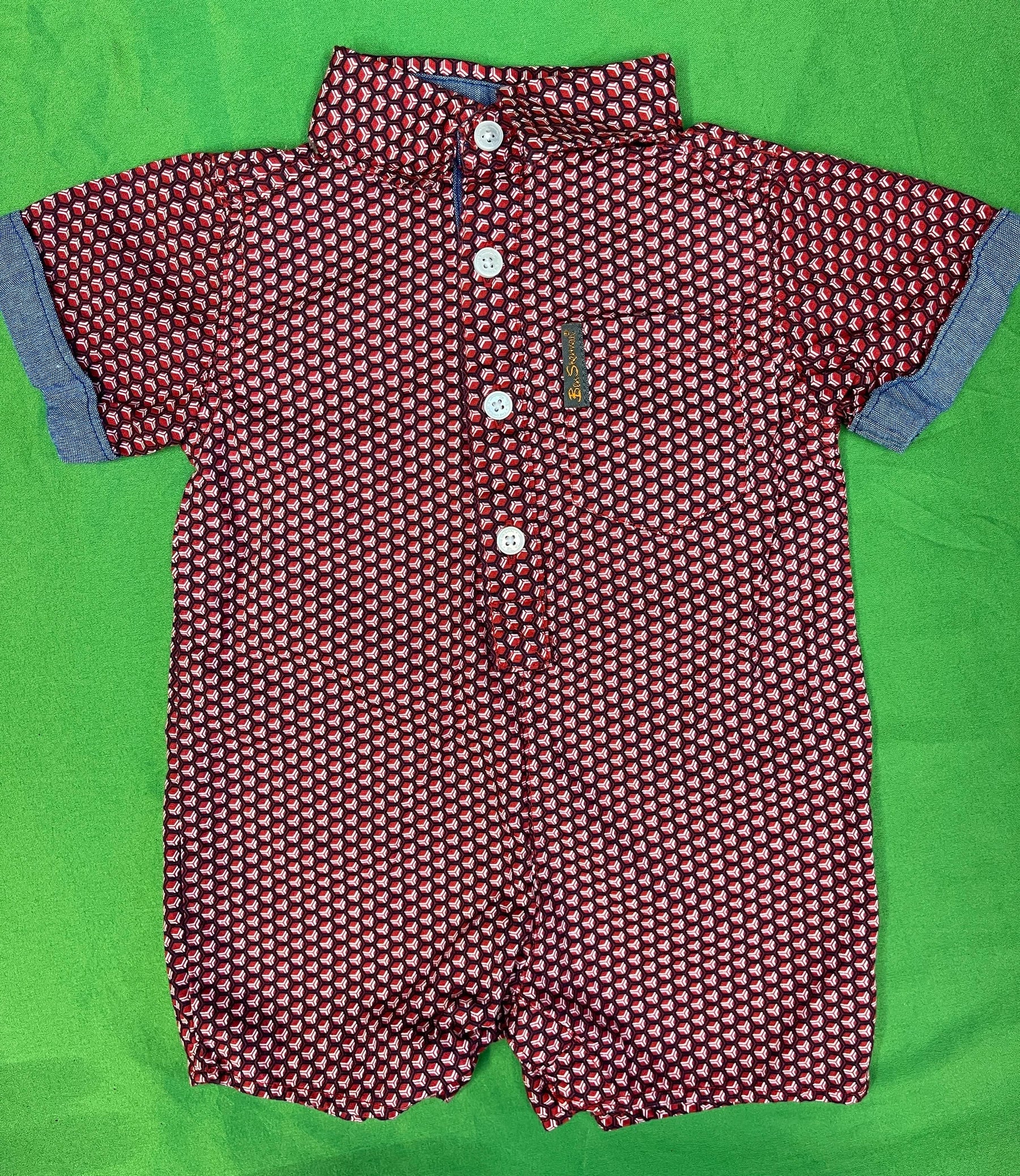 Ben Sherman Funky Pattern Button-Up Style Romper/Playsuit Infant Baby 0-3 Months