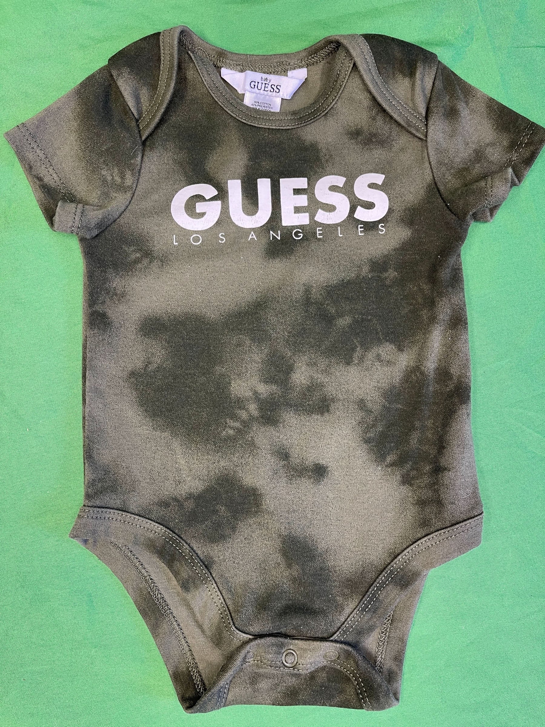 Guess Los Angeles Green Tie-Dye Bodysuit/Vest Infant Baby 3-6 Months