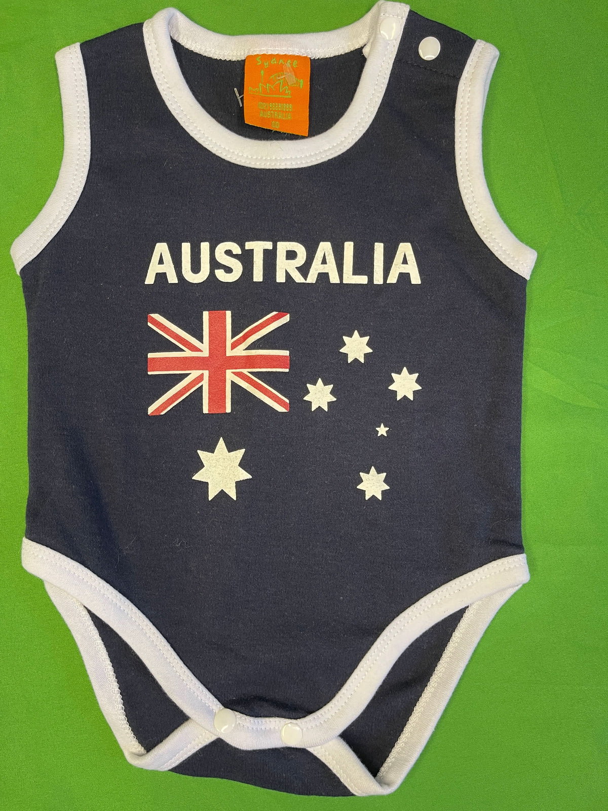 "Australia" Flag 100% Cotton Sleeveless Bodysuit/Vest Infant Baby 12 Months