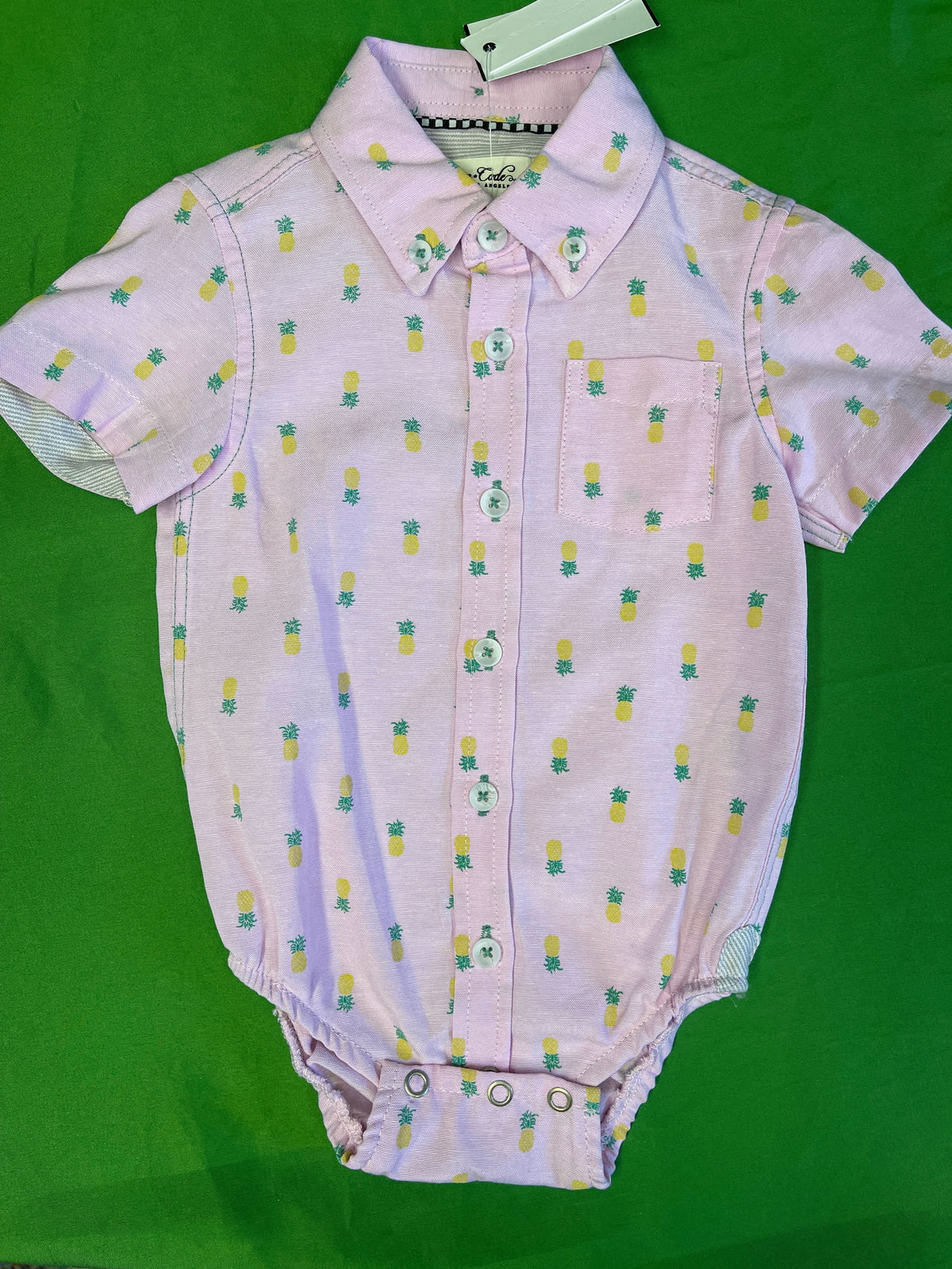 Aloha Shirt Style Pink Pineapple Pattern Bodysuit/Vest Infant 6-9 Months NWT