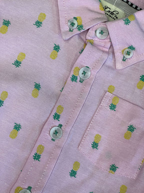 Aloha Shirt Style Pink Pineapple Pattern Bodysuit/Vest Infant 6-9 Months NWT