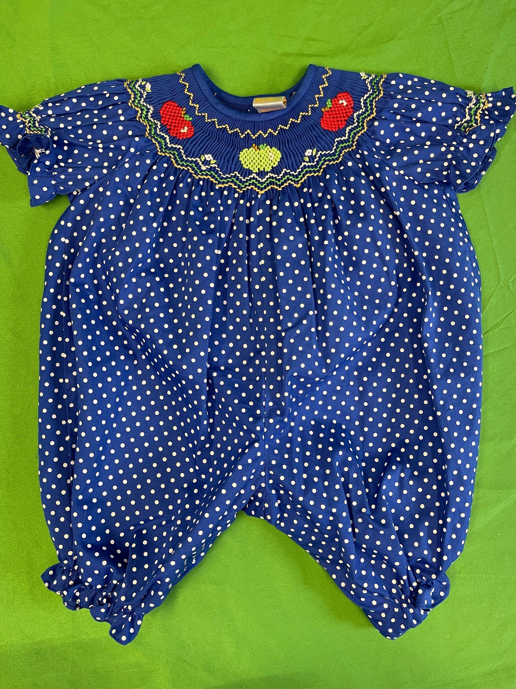 Vintage Polka Dot Stitched Balloon Romper/Playsuit Infant Baby 6-9 Months