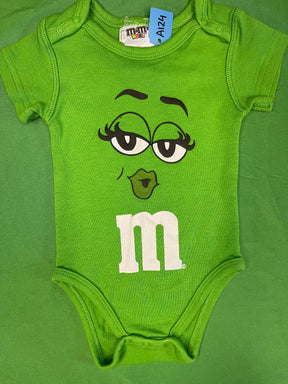 Green M&M Face 100% Cotton Bodysuit/Vest Infant Baby 6 Months