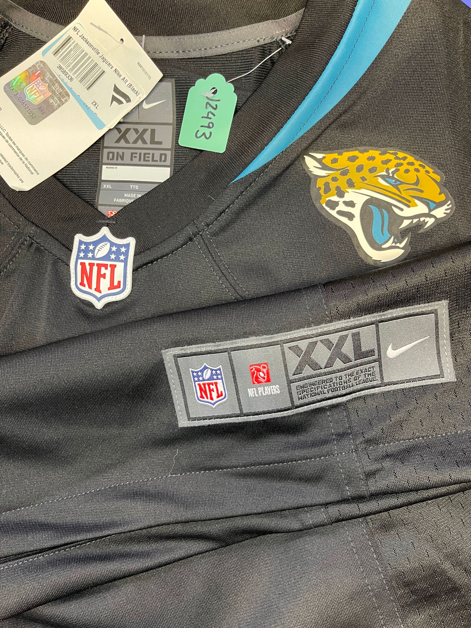 NFL Jacksonville Jaguars Blank Black Game Jersey Men's 2X-Large NWT