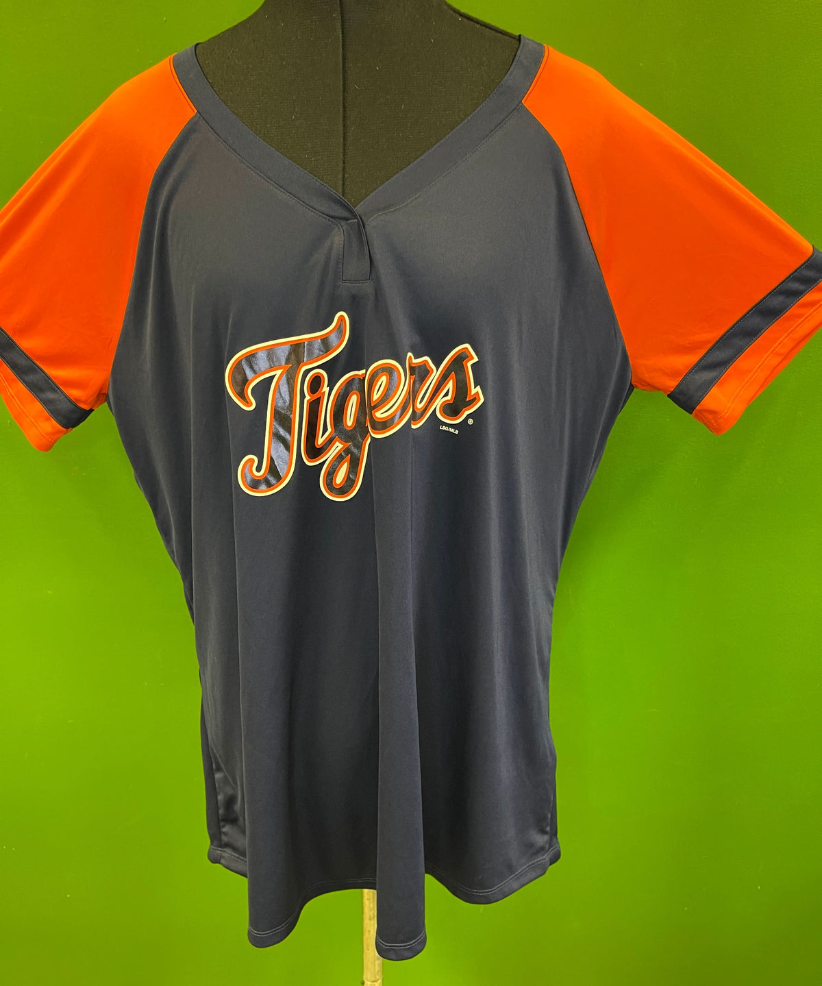 MLB Detroit Tigers Sparkly Logo Jersey Top Women's 2X-Large