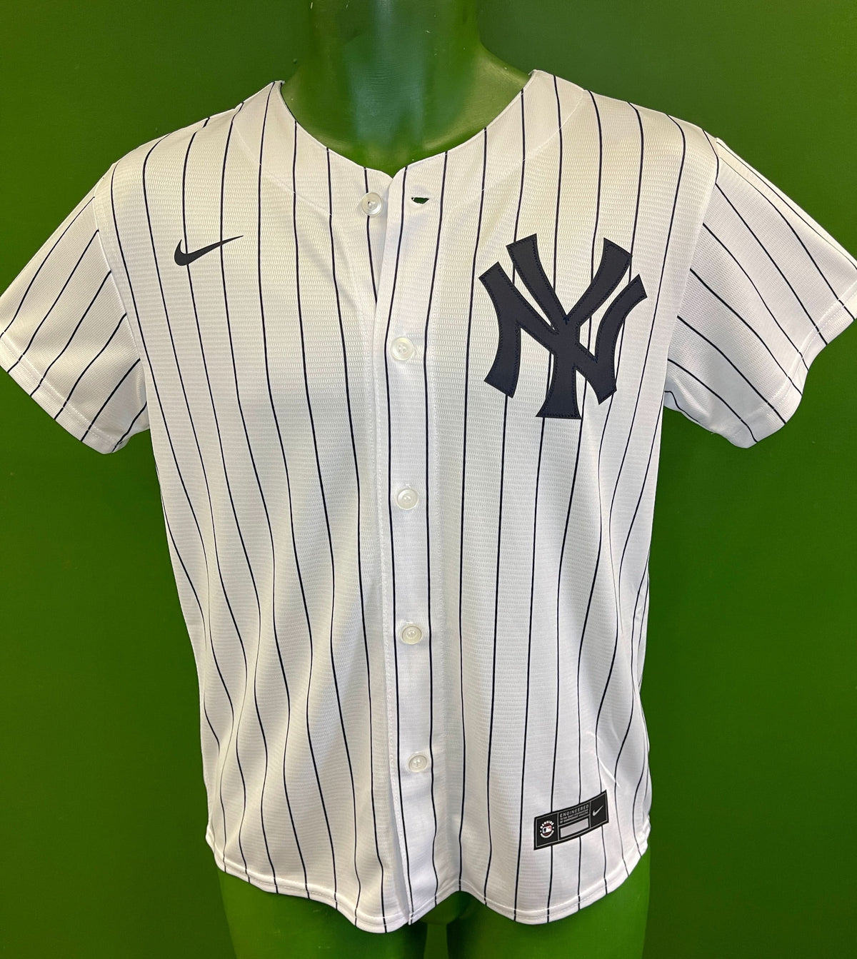 MLB New York Yankees Striped Button-Up Baseball Jersey Youth Medium 10-12 NWT