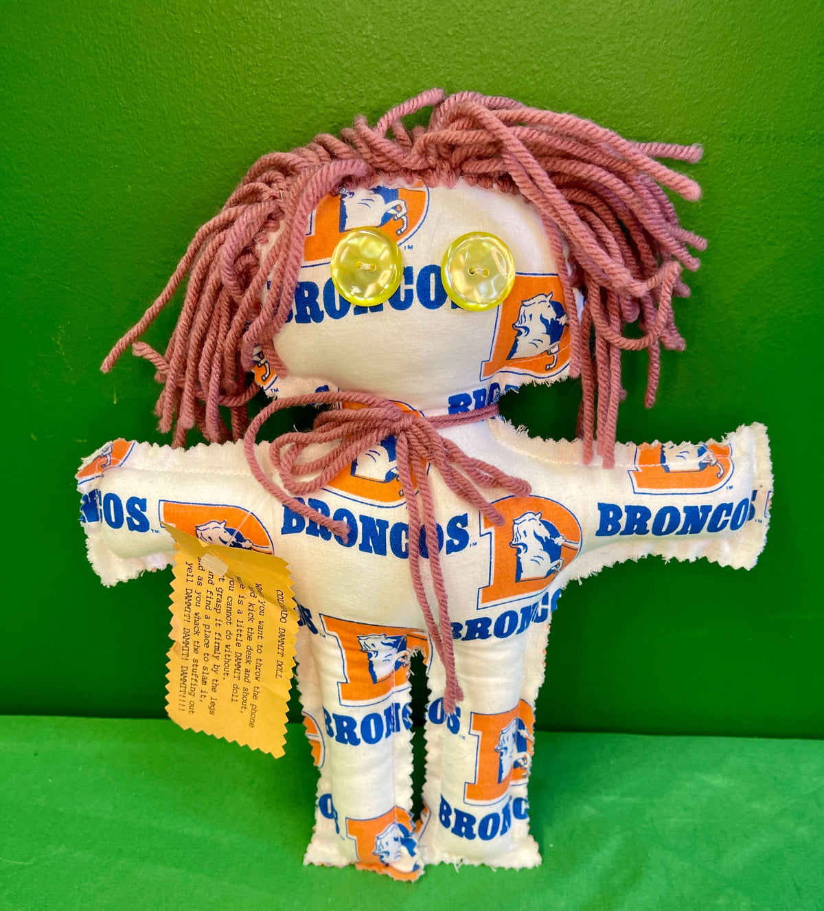 NFL Denver Broncos Vintage One of a Kind Collectable Handmade "Dammit Doll"