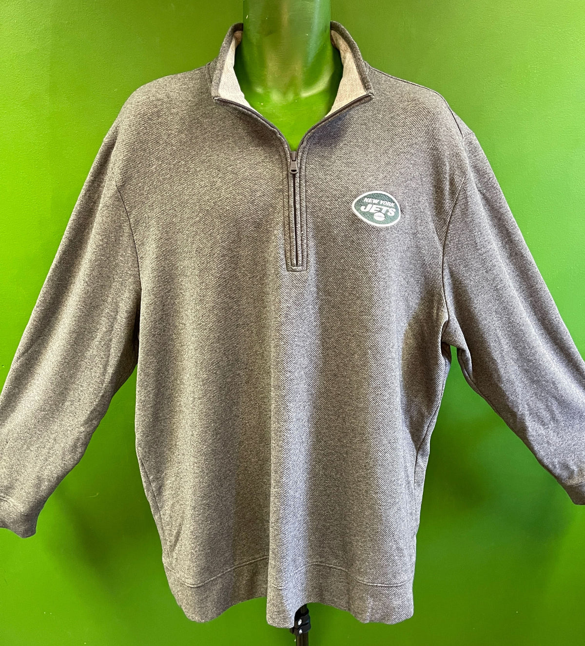 NFL New York Jets Vineyard Vines 1/4 Zip Grey Pique Pullover Men's 2X-Large