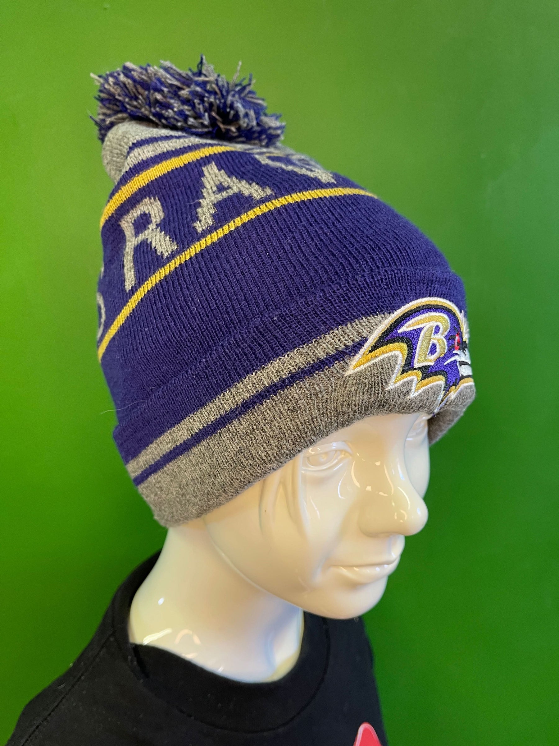 NFL Baltimore Ravens 100% Acrylic Woolly Bobble Hat OSFM