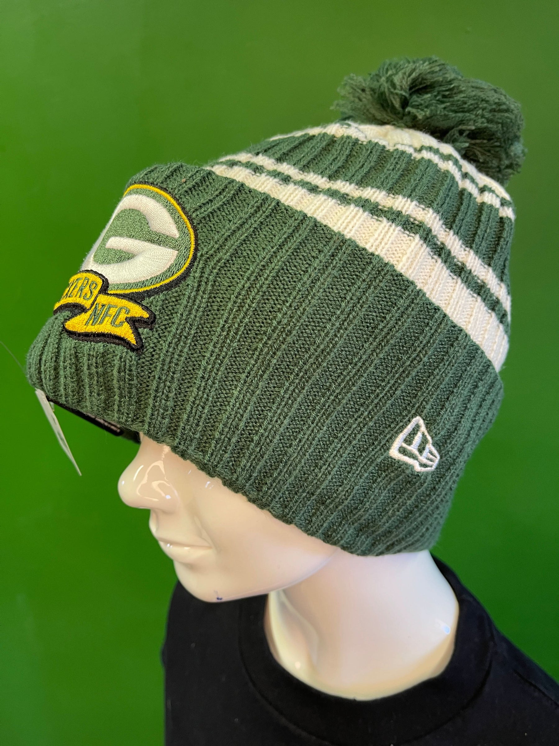 NFL Green Bay Packers New Era Striped Cuffed Woolly Bobble Hat OSFM NWT