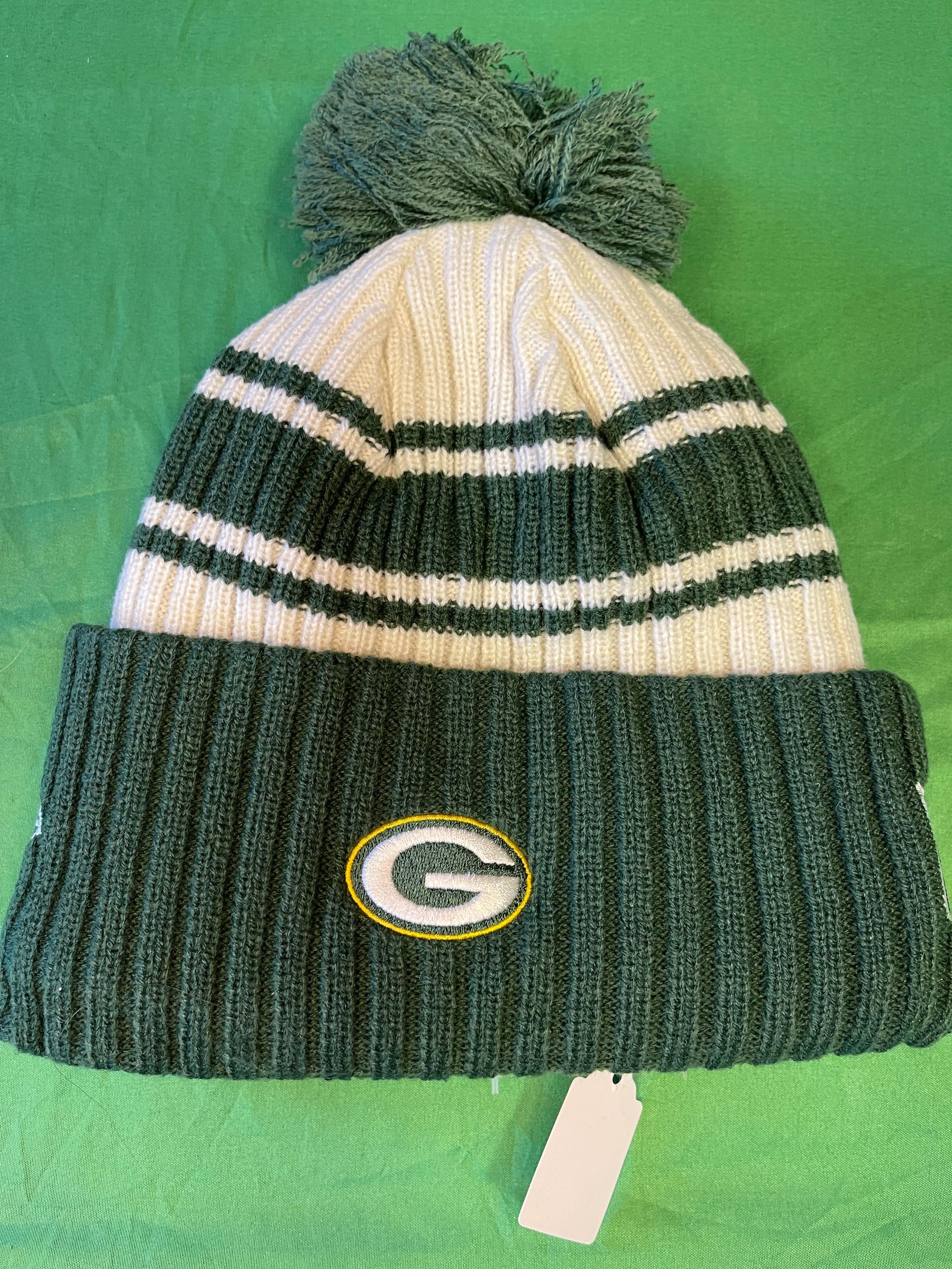 NFL Green Bay Packers New Era Striped Cuffed Woolly Bobble Hat OSFM NWT