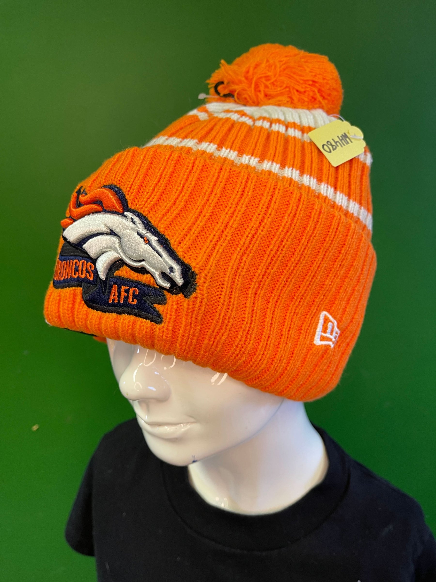 NFL Denver Broncos New Era Orange & White Woolly Bobble Hat OSFM NWT