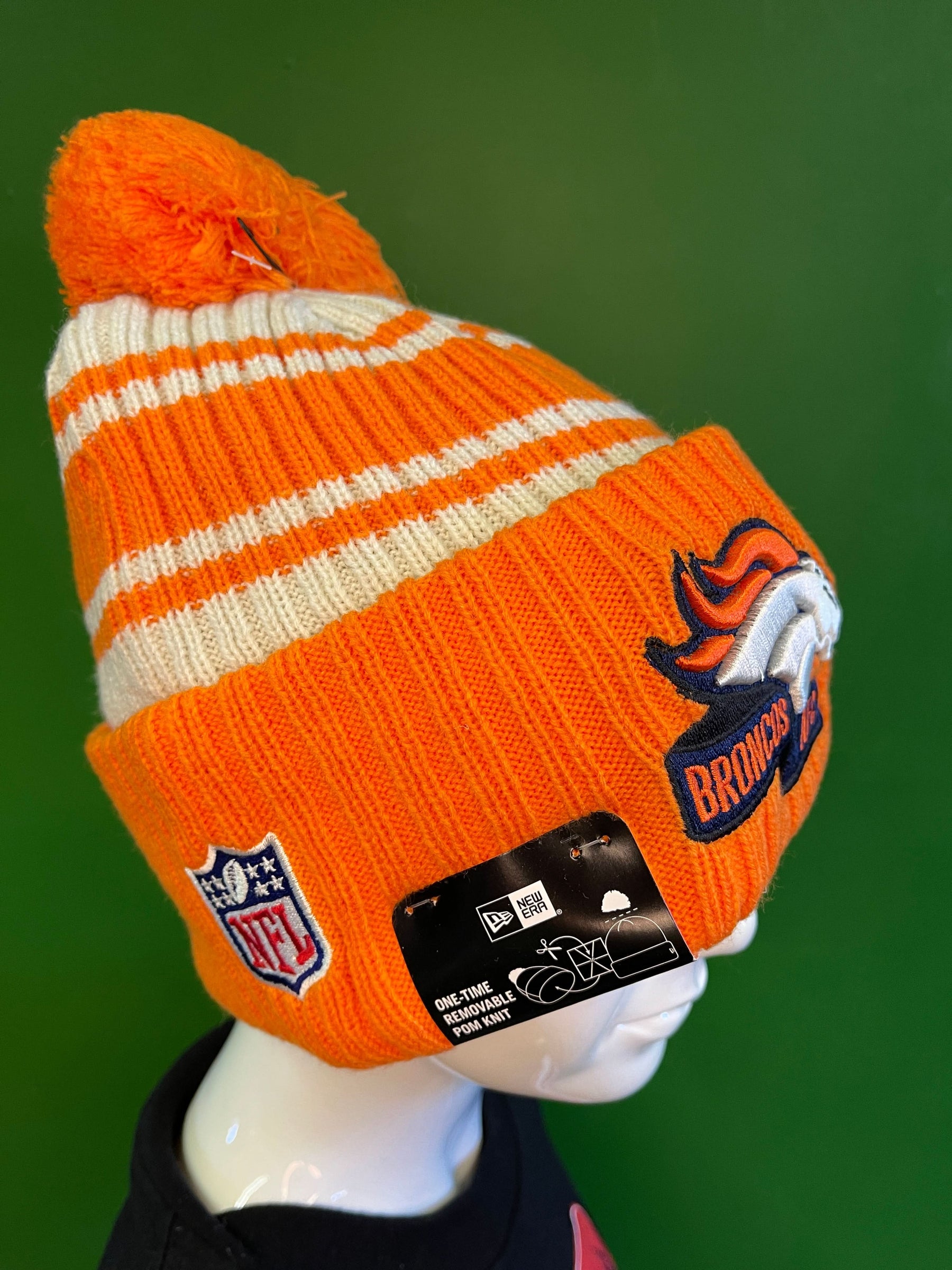 NFL Denver Broncos New Era Orange & White Woolly Bobble Hat OSFM NWT