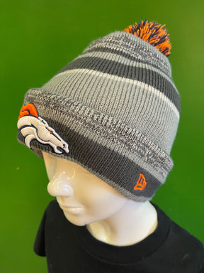 NFL Denver Broncos New Era Grayscale Striped Woolly Bobble Hat OSFM