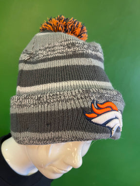 NFL Denver Broncos New Era Grayscale Striped Woolly Bobble Hat OSFM