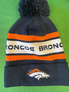 NFL Denver Broncos Navy Logo Woolly Bobble Hat OSFM