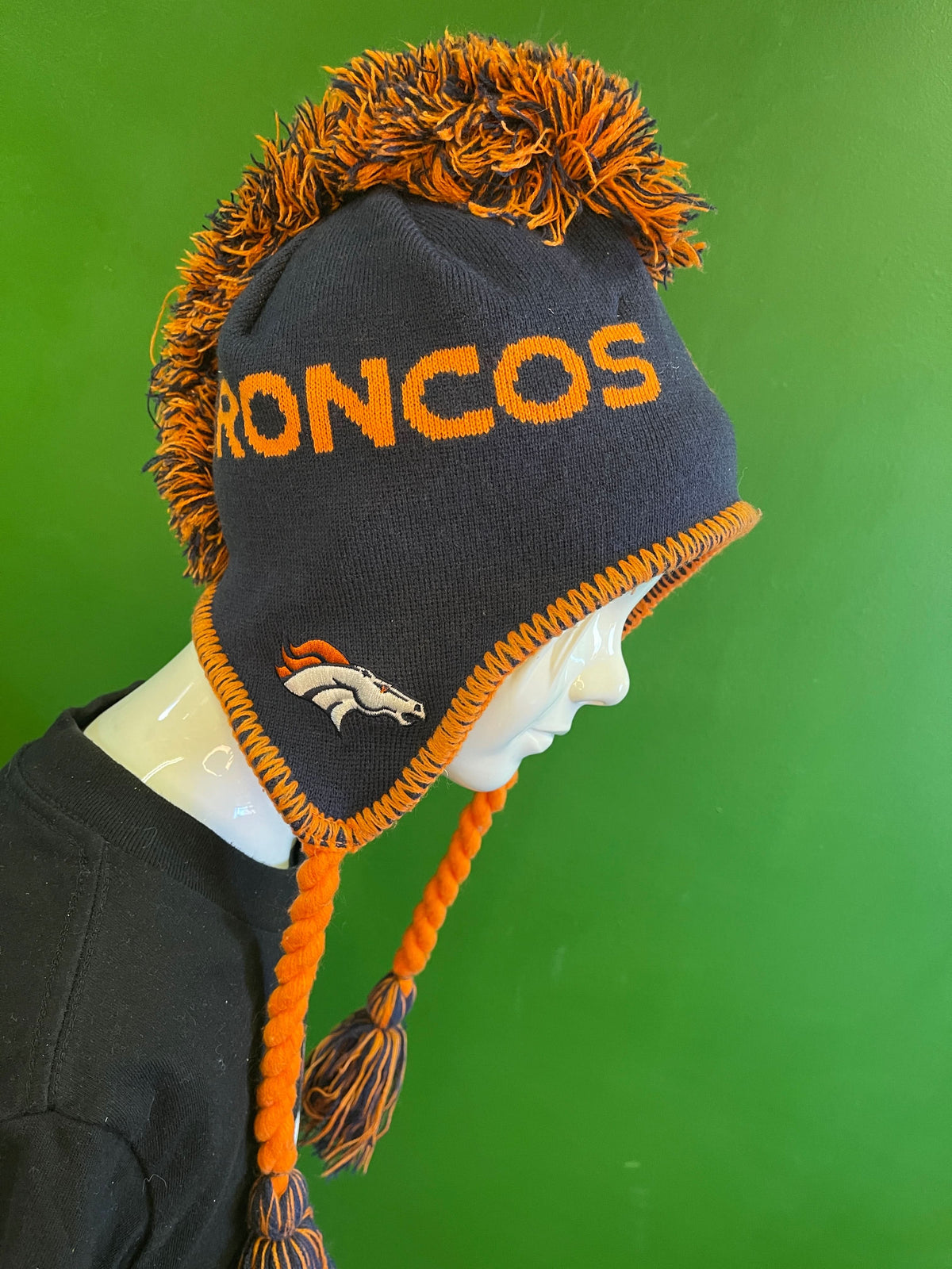 NFL Denver Broncos Mohawk & Tassel Woolly Hat Youth OSFM