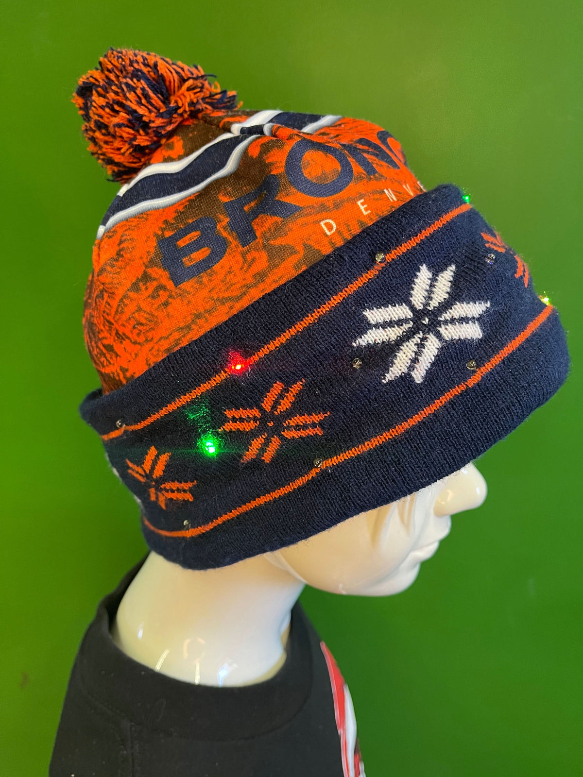 NFL Denver Broncos FOCO Light-Up Winter Woolly Bobble Hat OSFM