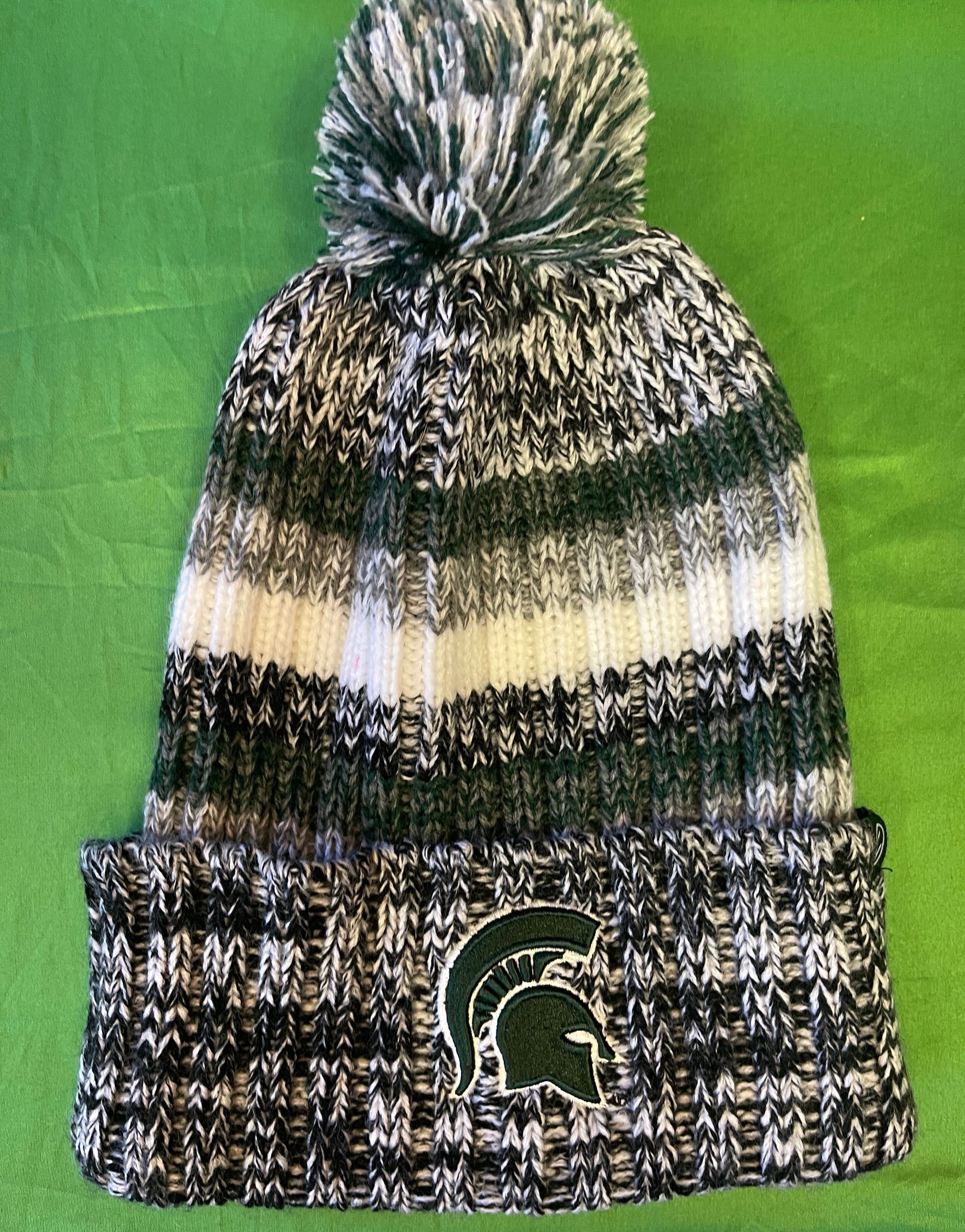 NCAA Michigan State Spartans Zephyr Striped Woolly Bobble Hat OSFM