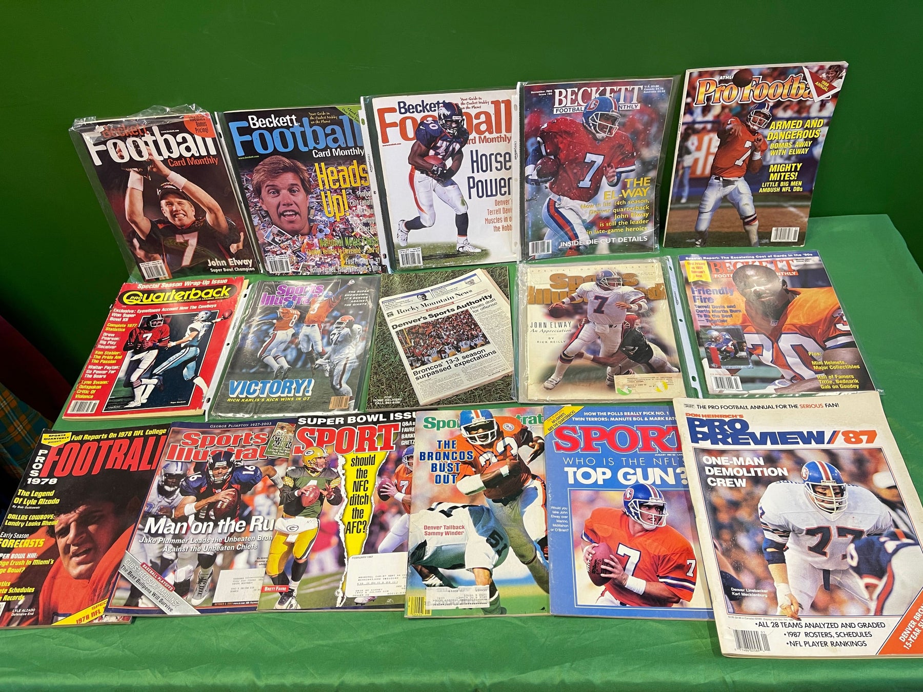 NFL Denver Broncos Lot of 16 Vintage 1970s-2000s Magazines