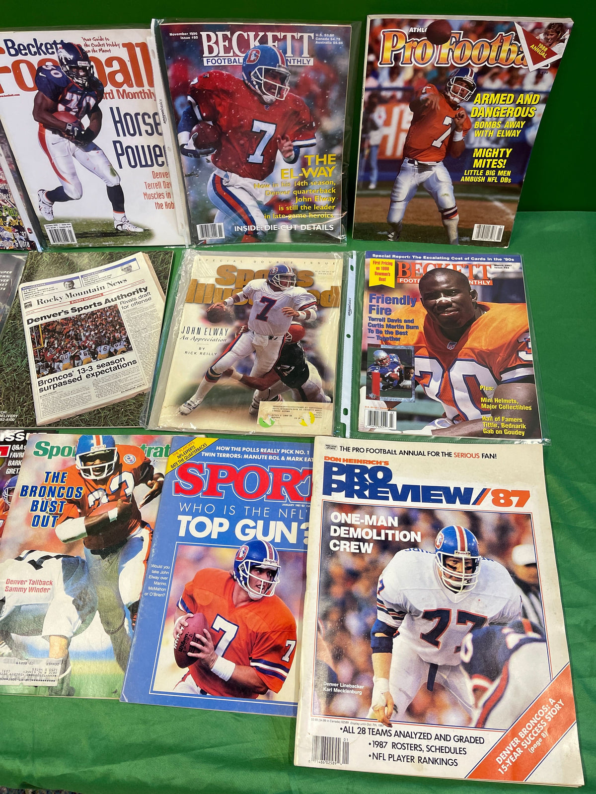 NFL Denver Broncos Lot of 16 Vintage 1970s-2000s Magazines