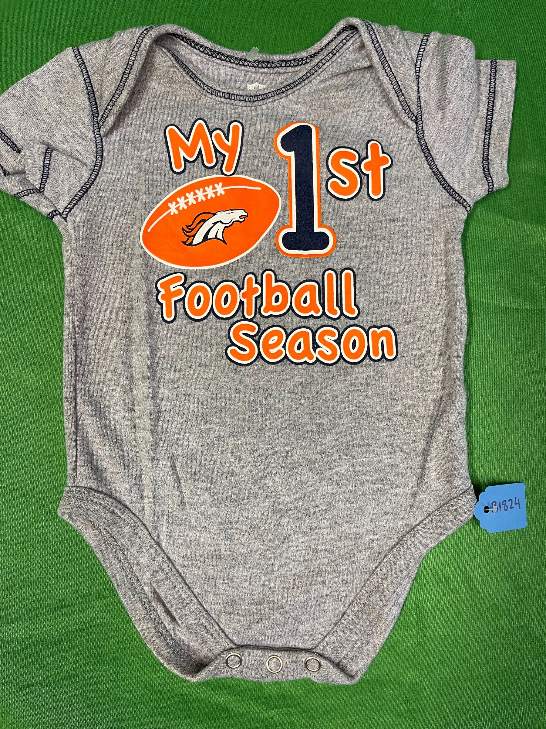 NFL Denver Broncos Heathered Grey Bodysuit/Vest Infant Baby 3-6 Months