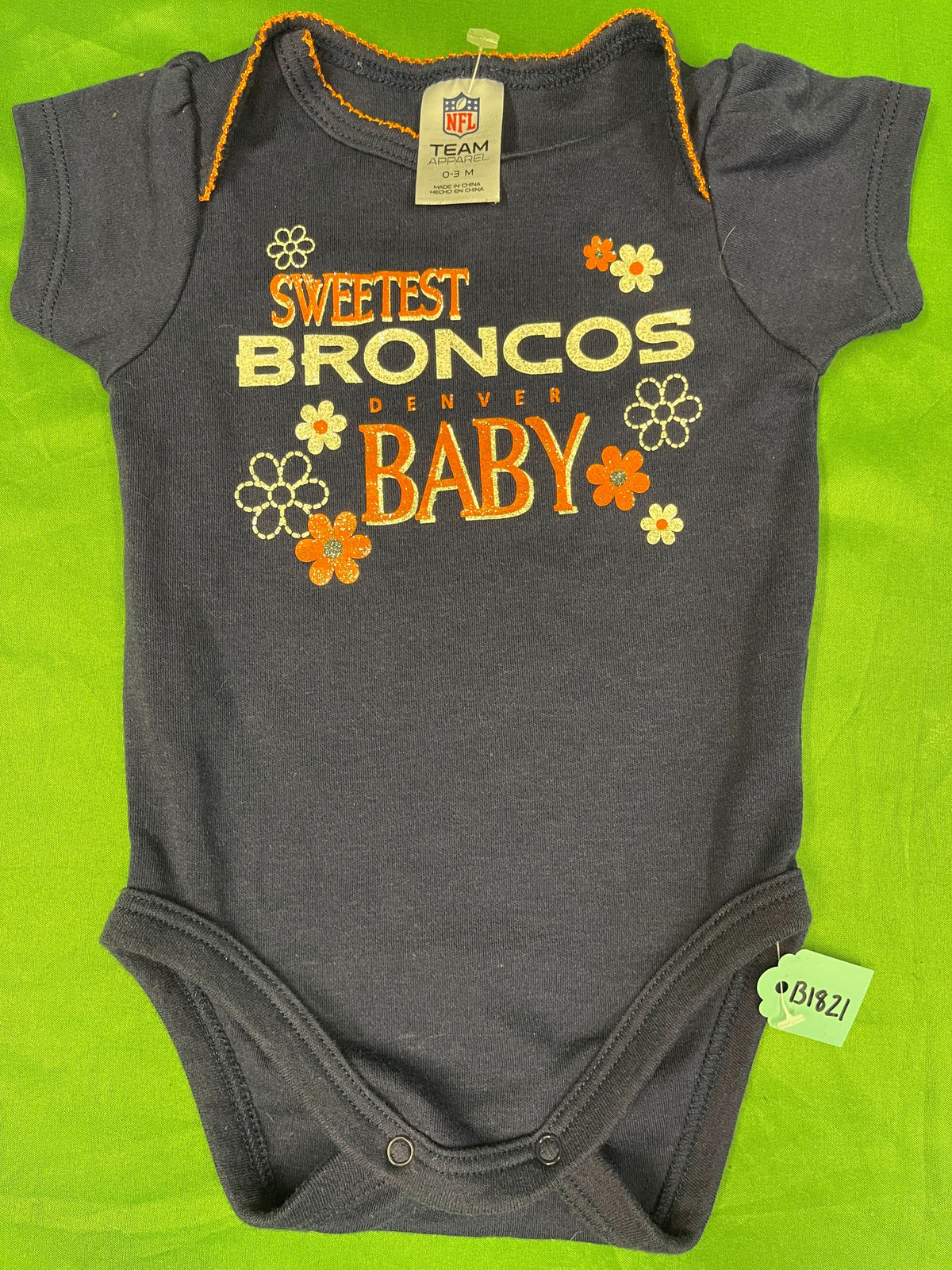 NFL Denver Broncos Sparkly Girls' Bodysuit/Vest Infant Baby 0-3 Months