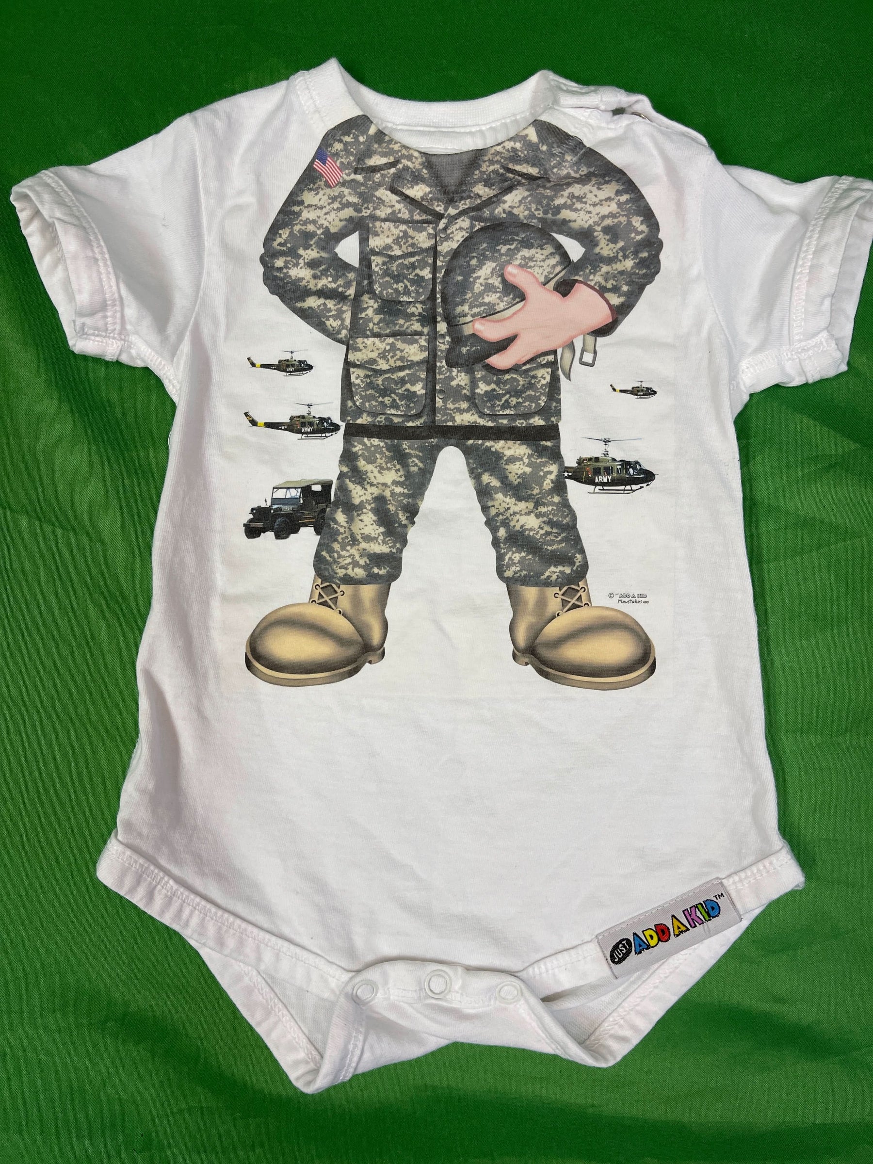 US Army Man 100% Cotton Bodysuit/Vest Infant Baby 6 Months