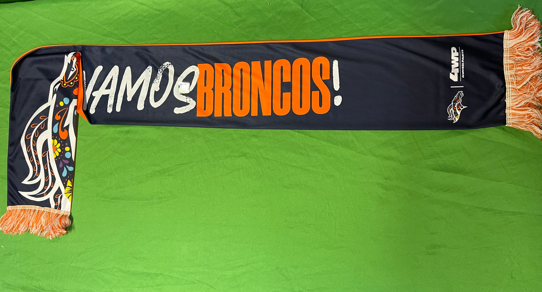 NFL Denver Broncos "Vamos Broncos" Fringed Smooth Scarf NWT