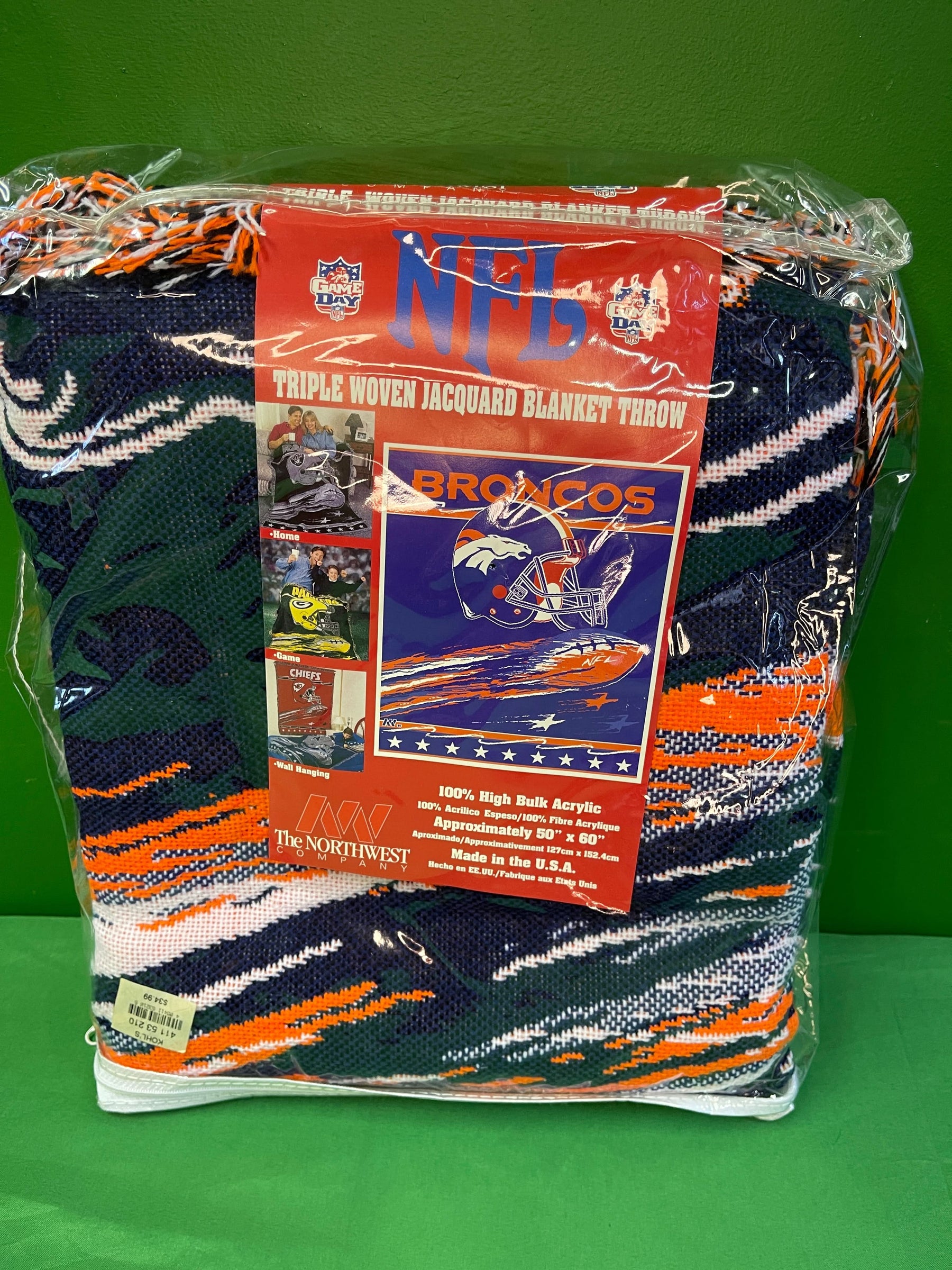 NFL Denver Broncos Woven Jacquard 50" x 60" Throw Blanket NWT