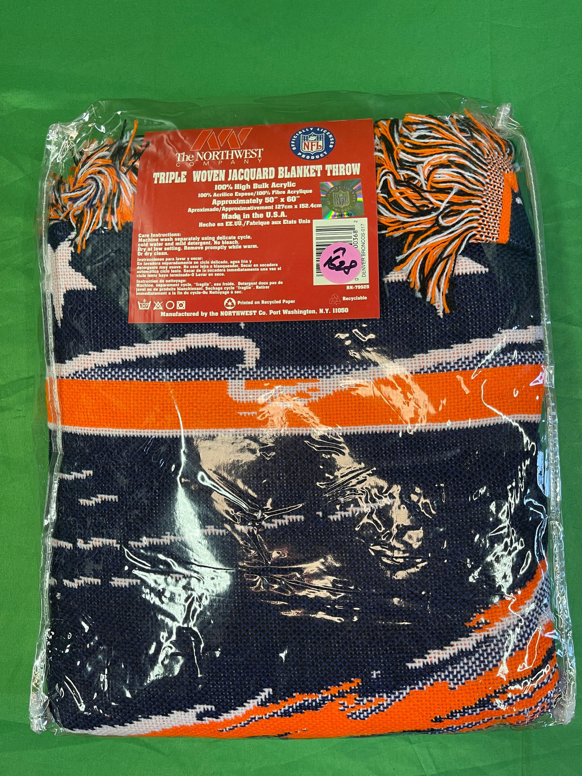 NFL Denver Broncos Woven Jacquard 50" x 60" Throw Blanket NWT