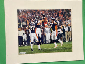 NFL Denver Broncos Super Bowl XXXII Elway Davis McCaffrey Matted 8x10 Photo NWT