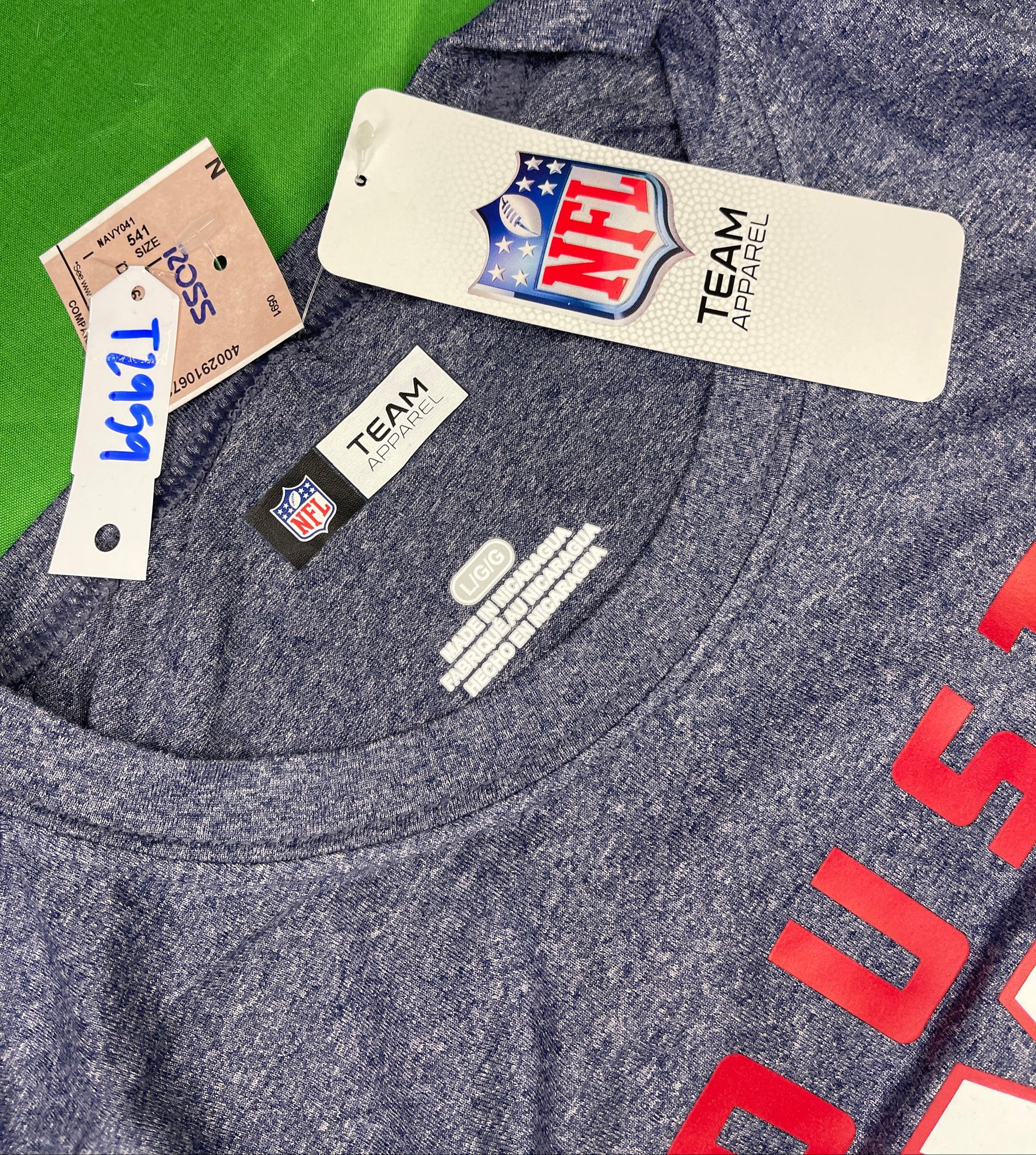 NFL Houston Texans Blue Lightweight Long Sleeve T-Shirt Men's Large NWT