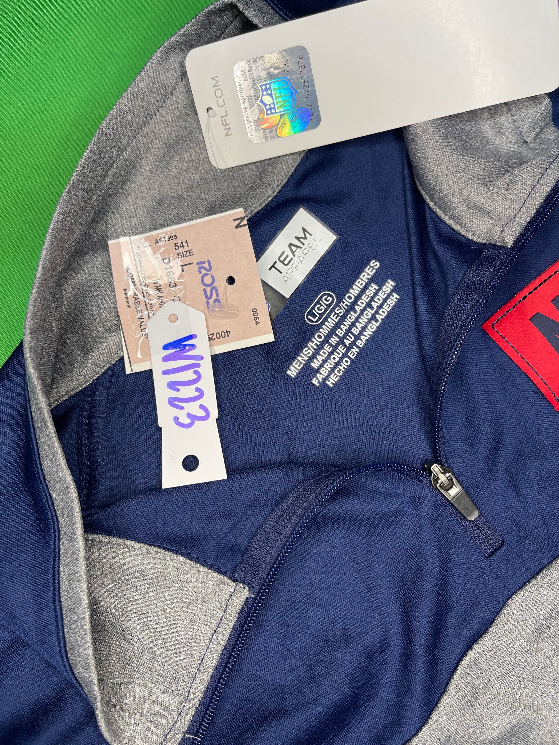 NFL New England Patriots 1/4 Zip Lightweight Pullover Jacket Men's Large NWT