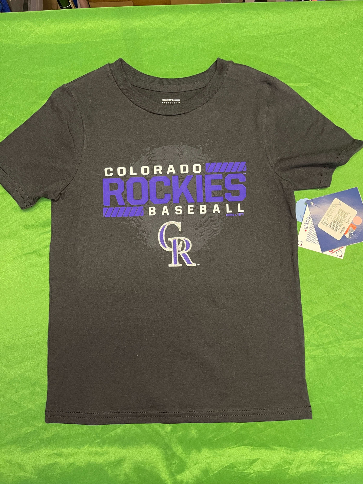 MLB Colorado Rockies Gen2 Black T-Shirt Youth Small 7 NWT