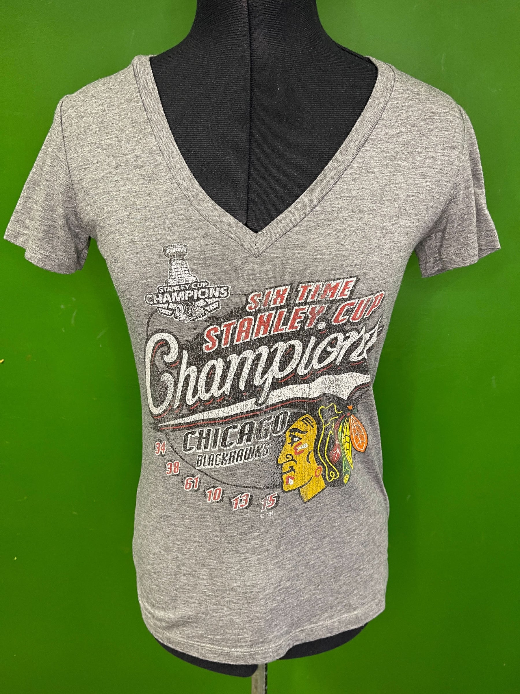 NHL Chicago Blackhawks Six Time Stanley Cup Champions T-Shirt Women's X-Small