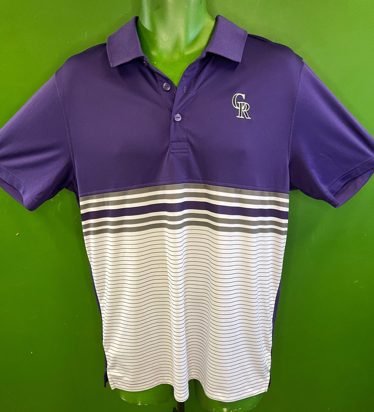 MLB Colorado Rockies Striped Polo Golf Shirt Men's Large