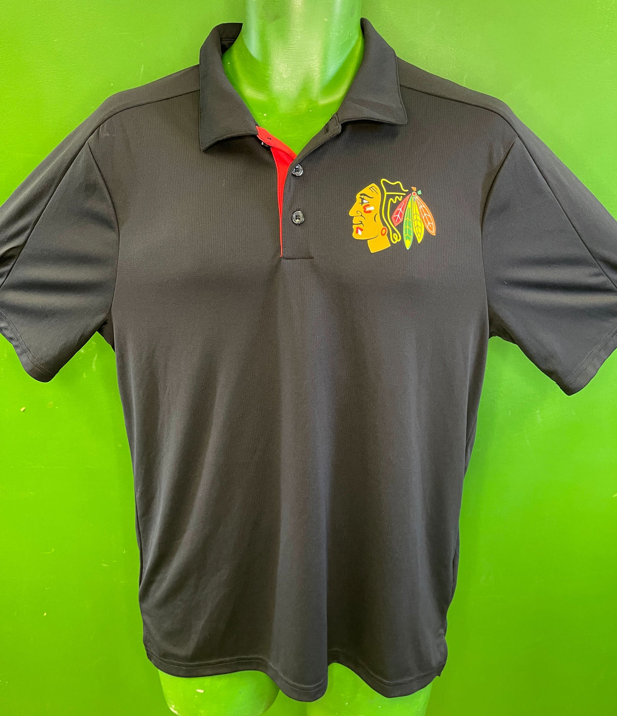 NHL Chicago Blackhawks Black Polo Golf Shirt Men's Small