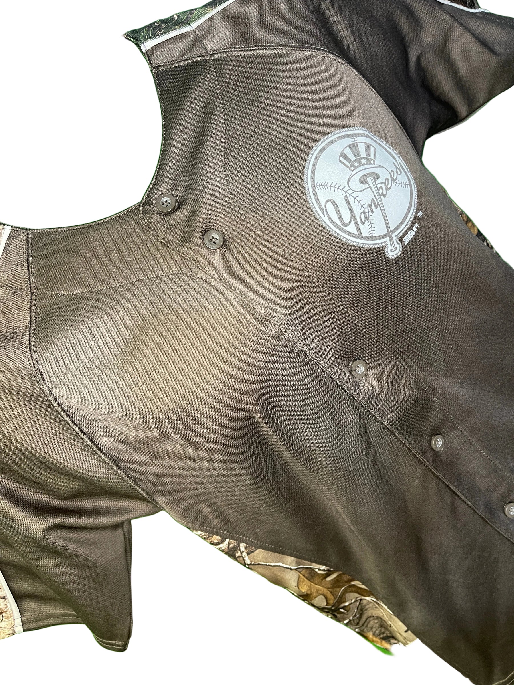 MLB New York Yankees Brown and Camoflage Baseball Jersey Youth Medium