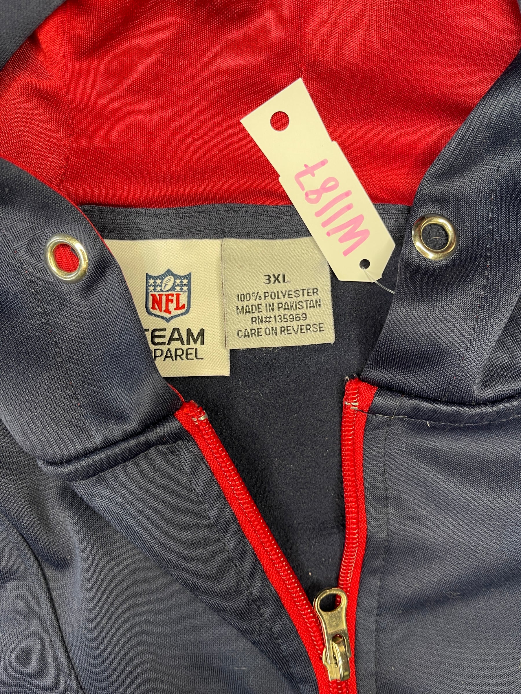 NFL Houston Texans Red, White and Blue 1/4 Zip Hoodie Men's 3X-Large