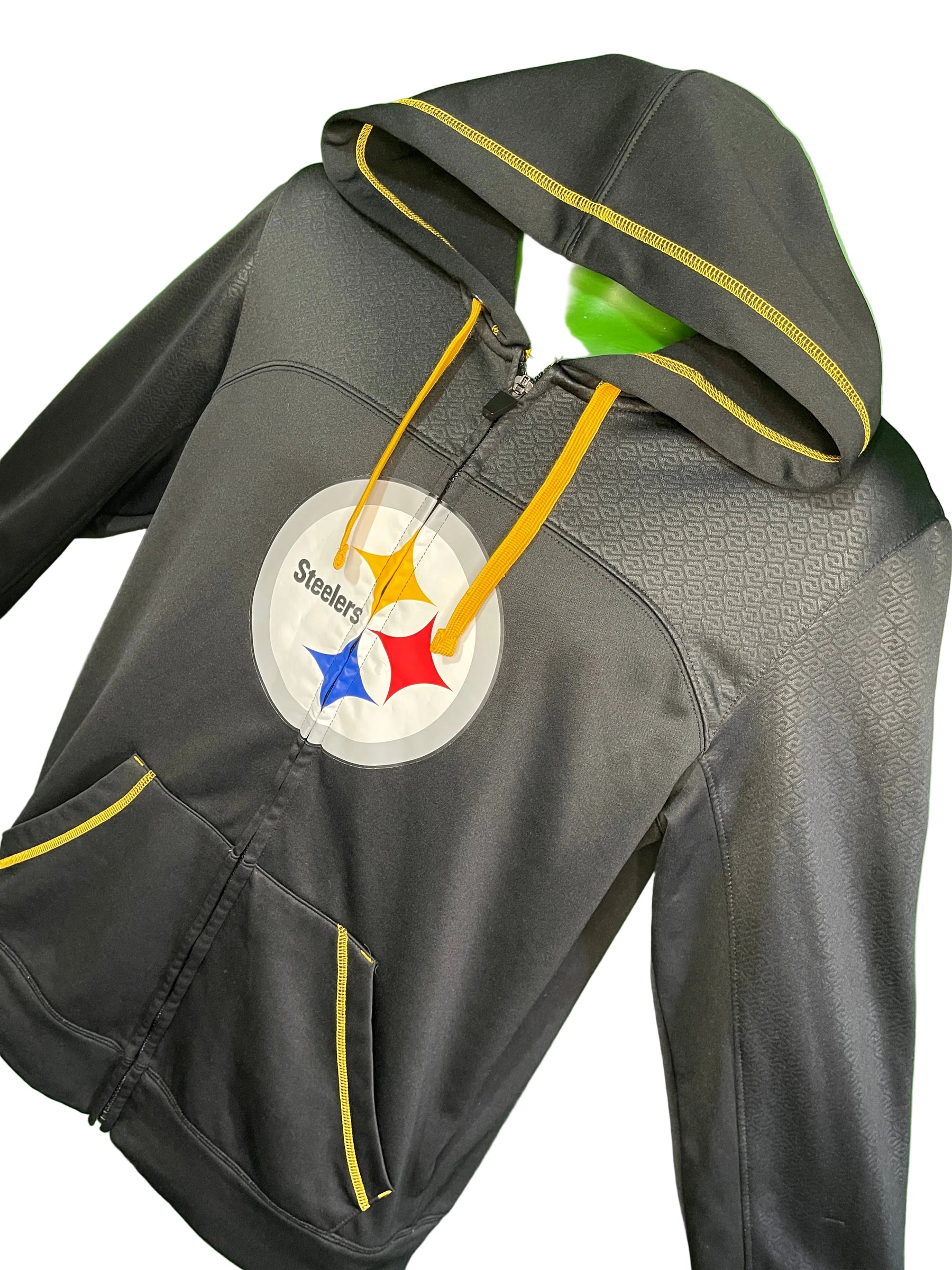 NFL Pittsburgh Steelers Full Zip Black and Grey Hoodie Men's Medium