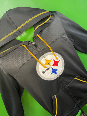 NFL Pittsburgh Steelers Full Zip Black and Grey Hoodie Men's Medium