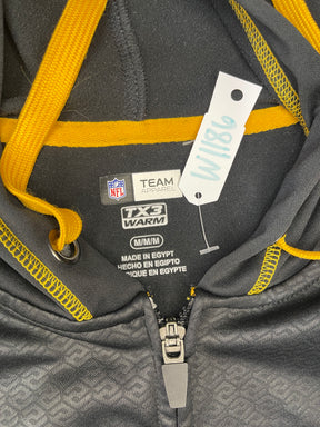 NFL Pittsburgh Steelers Full Zip Black and Grey Hoodie Men's Medium