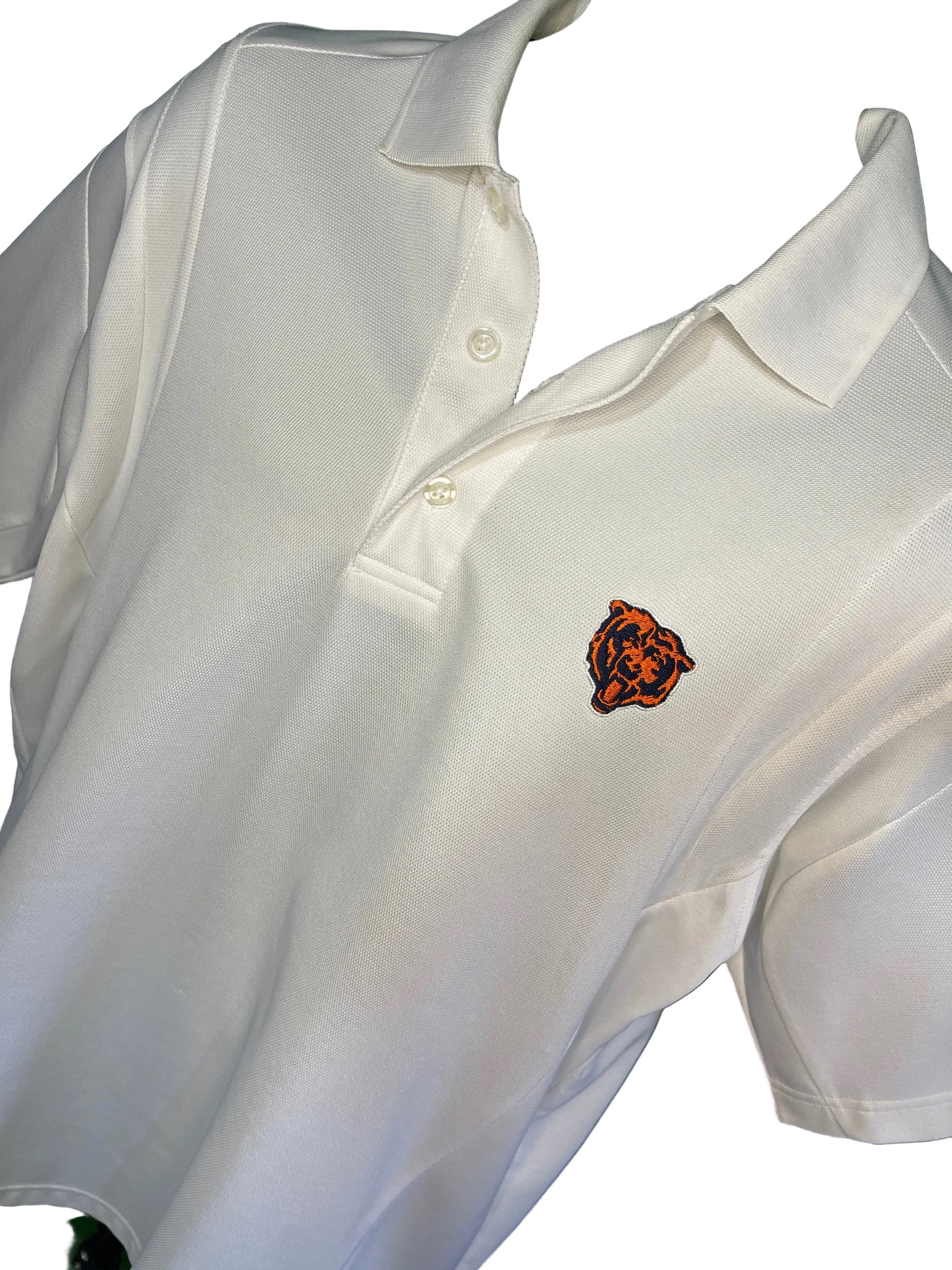 NFL Chicago Bears White Pique Polo Golf Shirt Men's Medium