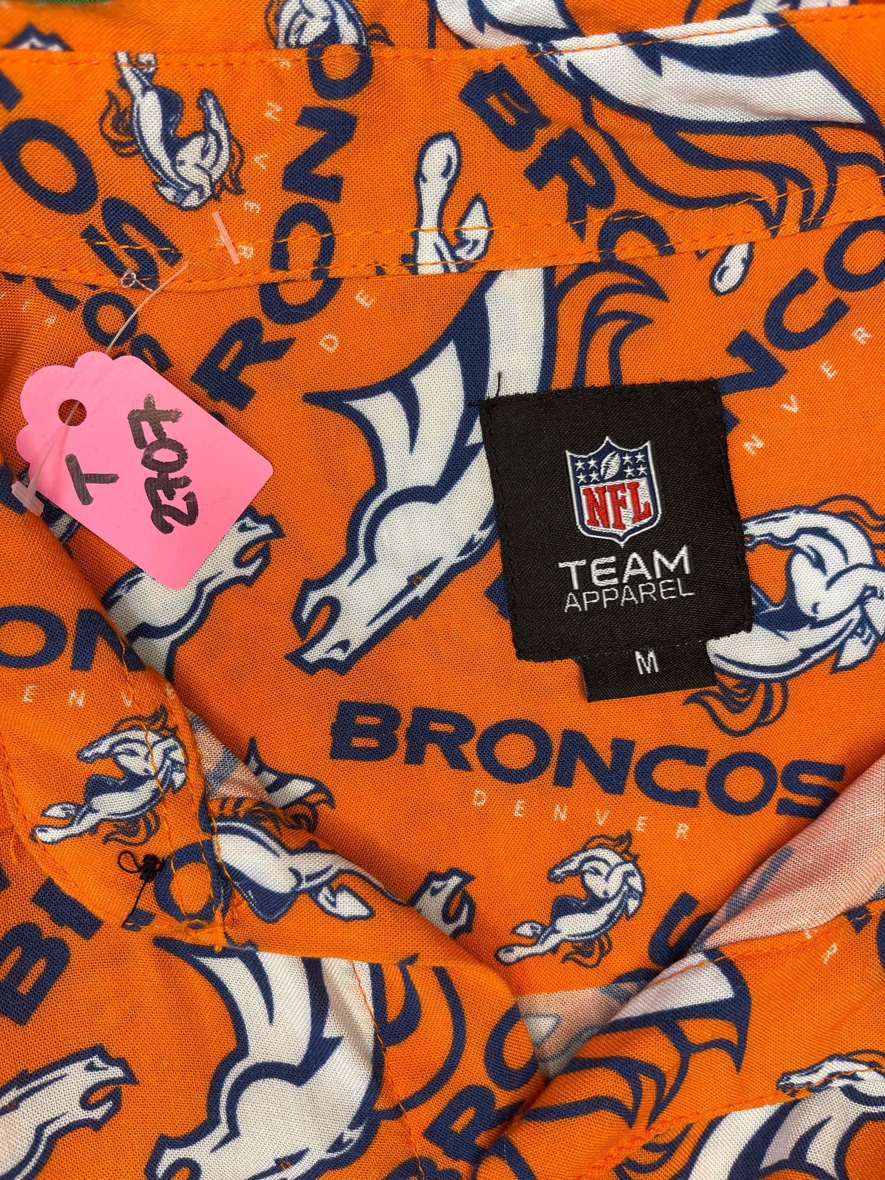NFL Denver Broncos Viscose Repeat Pattern Button Up Shirt Men's Medium