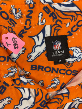NFL Denver Broncos Viscose Repeat Pattern Button Up Shirt Men's Medium