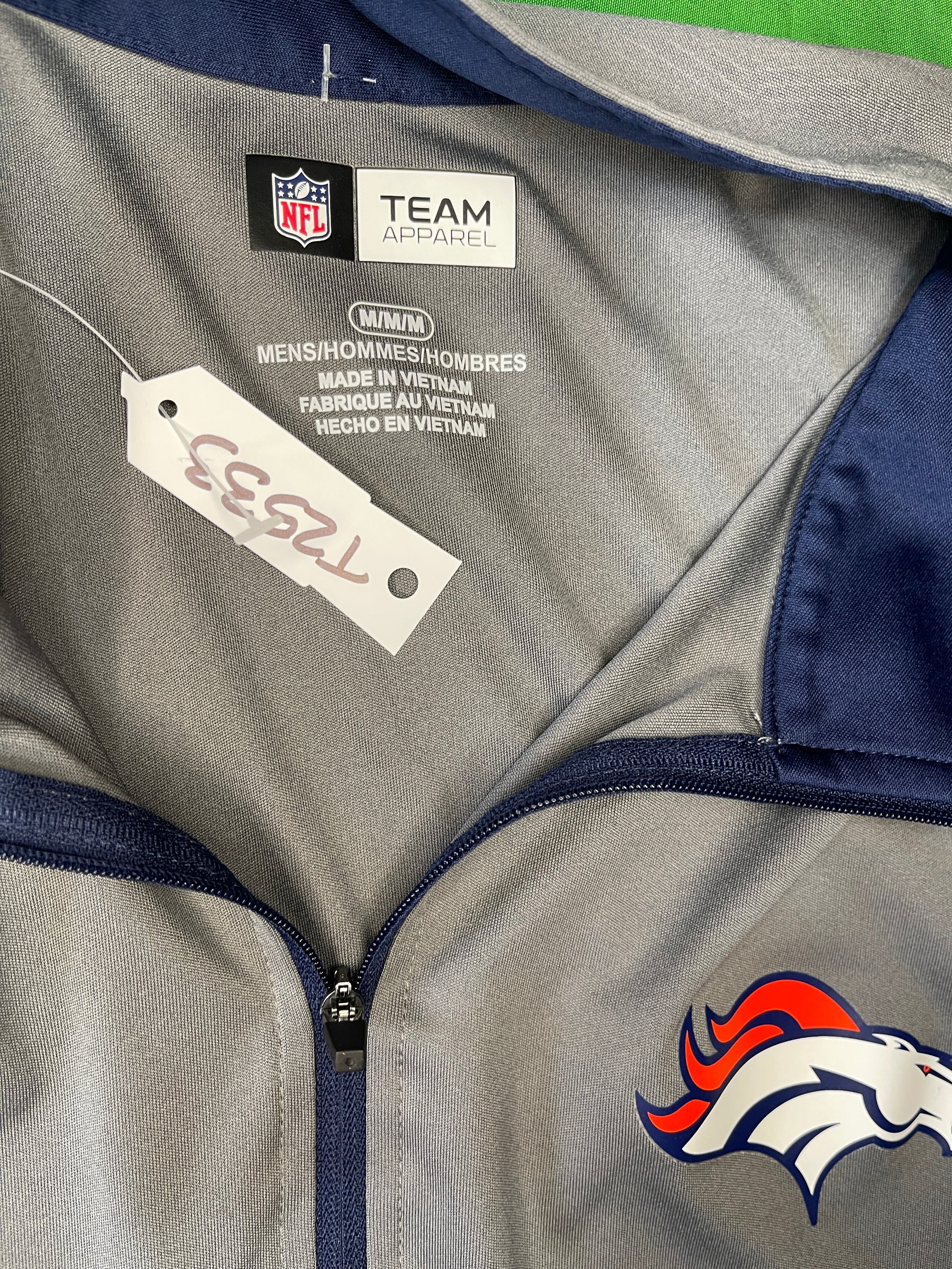 NFL Denver Broncos Grey 1/4 Zip Wicking Shirt Men's Medium