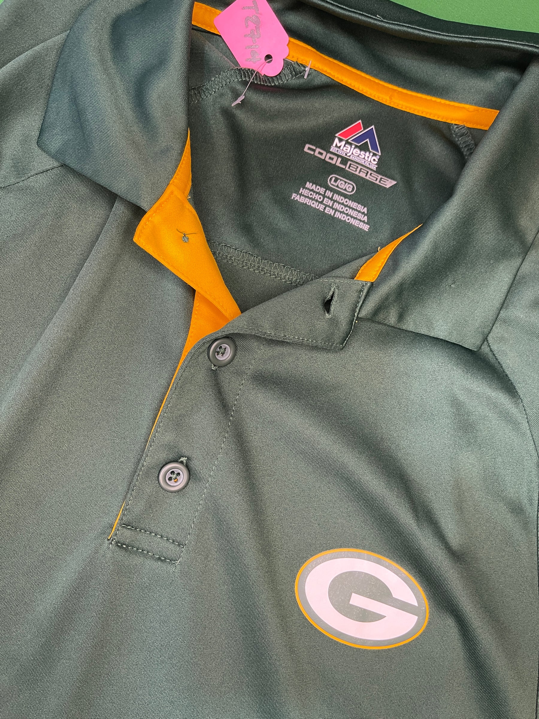 NFL Green Bay Packers Majestic Cool Base Polo Golf Shirt Men's Medium