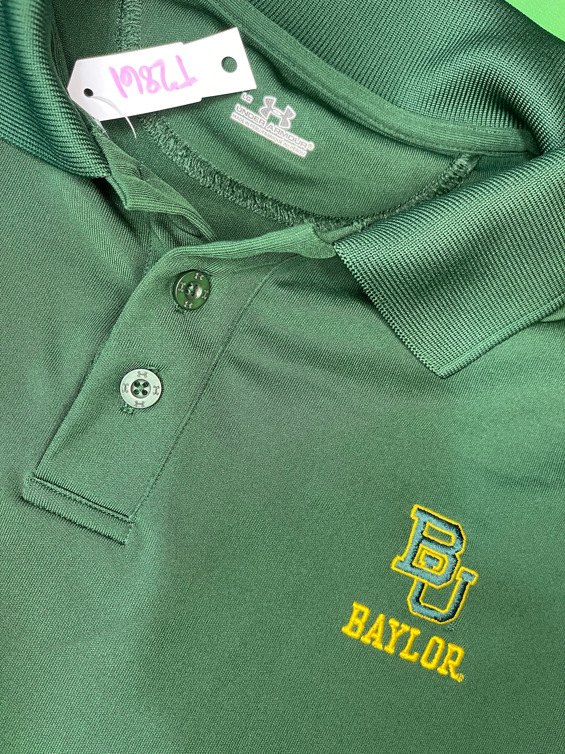 NCAA Baylor Bears Green Collared Golf Polo Shirt Men's Large
