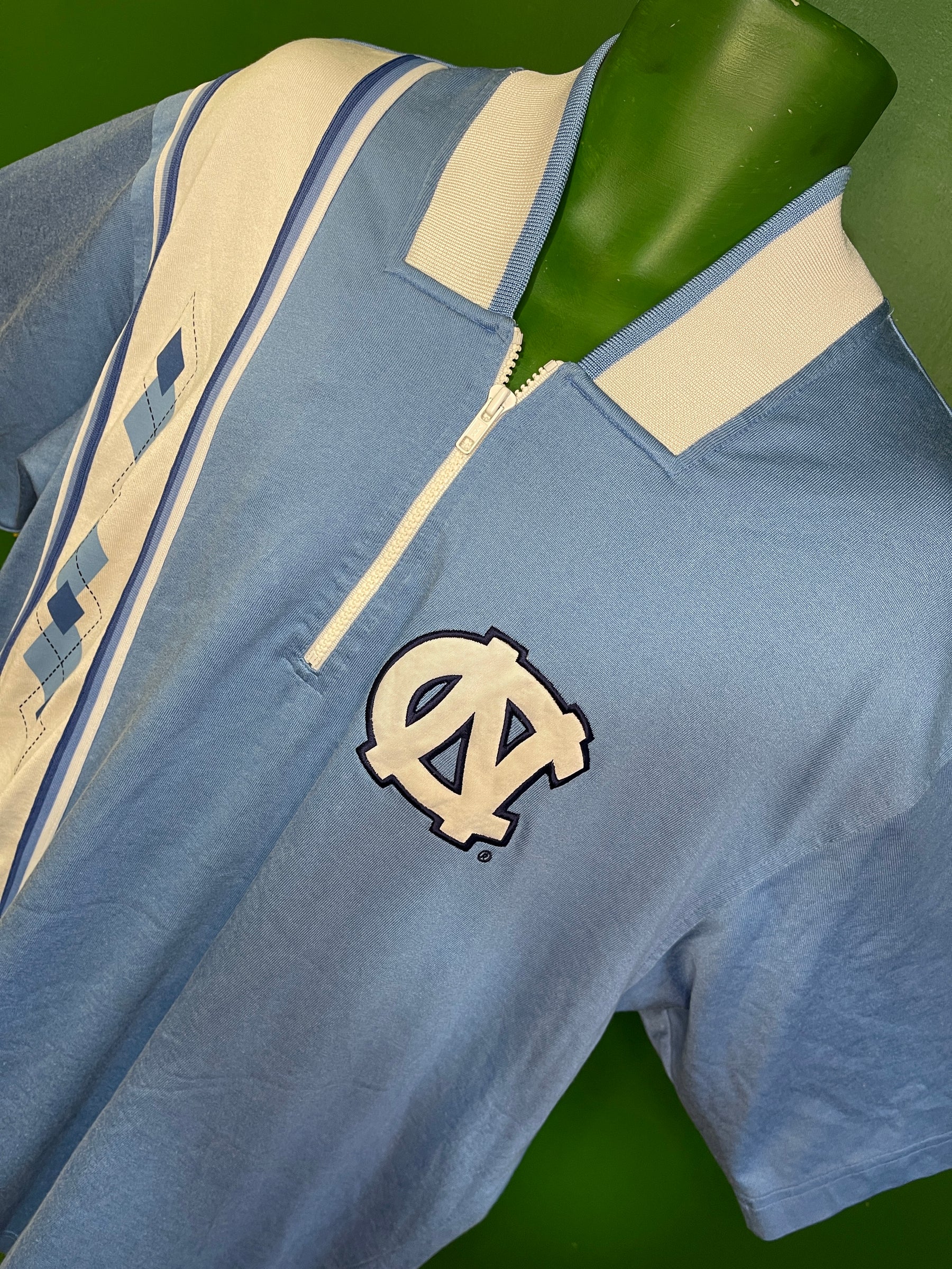 NCAA North Carolina Tar Heels Vintage 1/4 Zip S/S Dressy Shirt Top Men's Large